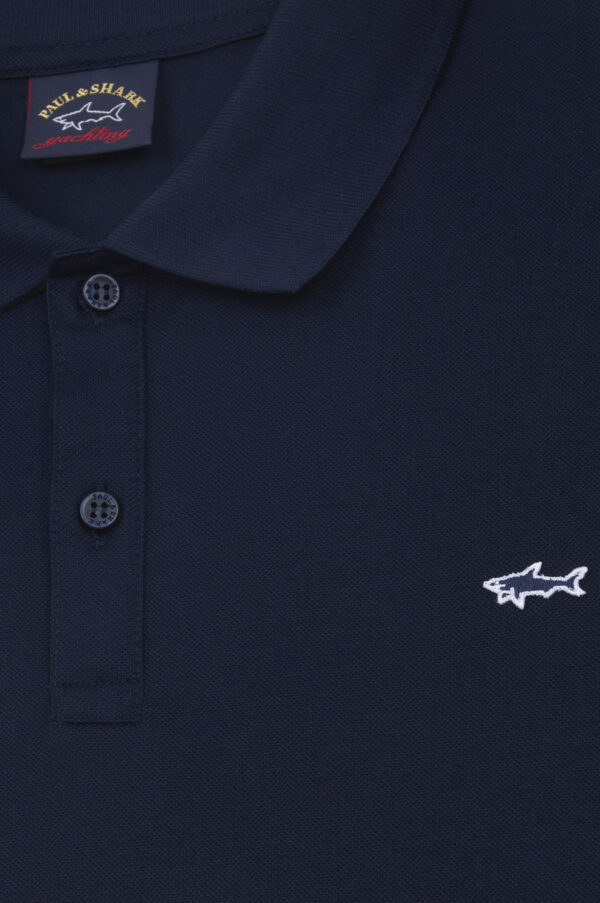 Paul & Shark Navy Piqué Cotton Polo Shirt - Image 4
