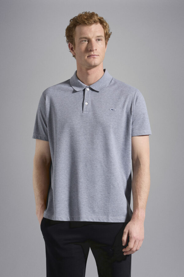 Paul & Shark Light Grey Piqué Cotton Polo Shirt - Image 2