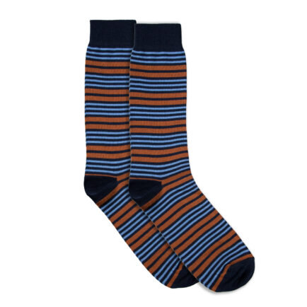 Visconti Blue Triple Stripe Cotton Socks