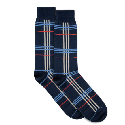 Visconti Navy Tartan Cotton Socks