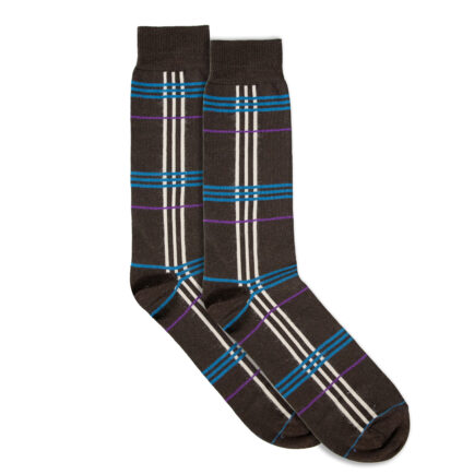 Visconti Brown Tartan Cotton Socks