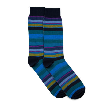 Visconti Teal Party Stripe Cotton Socks