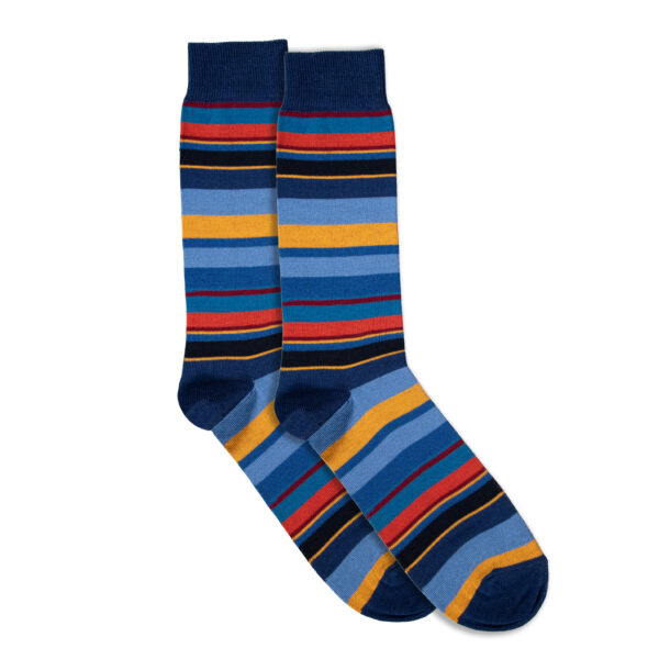 Visconti Blue Party Stripe Cotton Socks