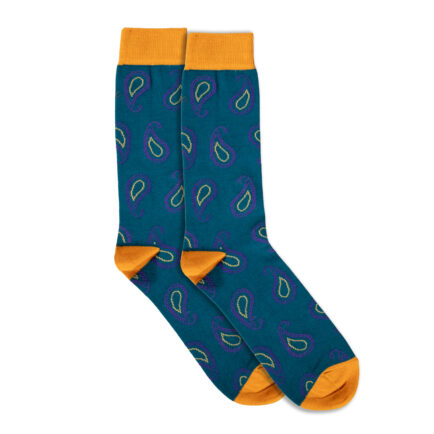 Visconti Petrol Paisley Cotton Socks