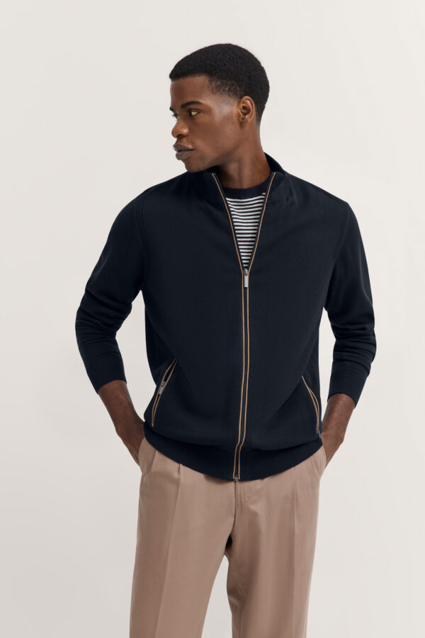 Bugatti Navy Full Zip Cotton Cardigan - Image 2
