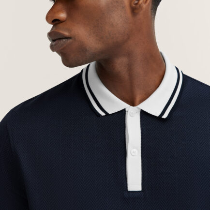 Bugatti Navy Herringbone Polo Shirt