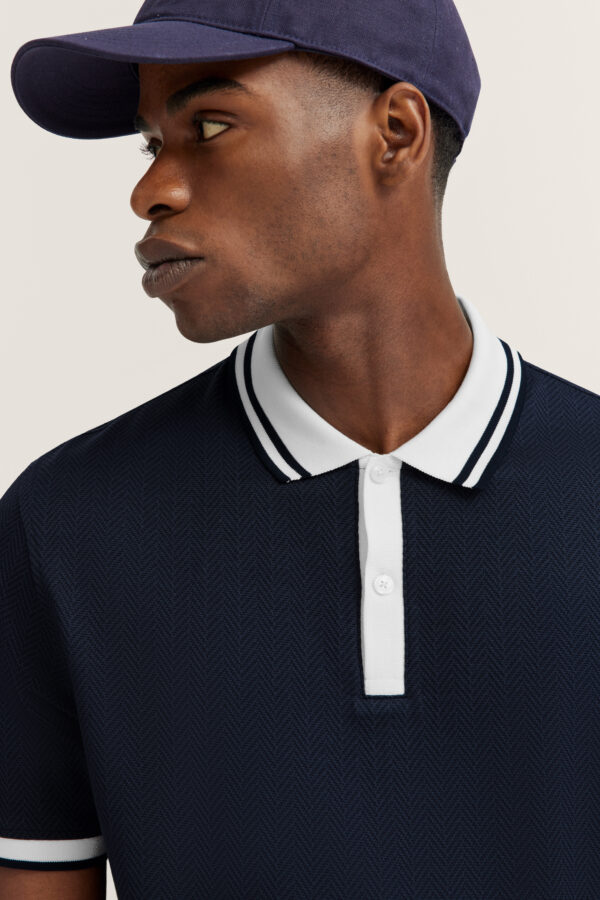 Bugatti Navy Herringbone Polo Shirt