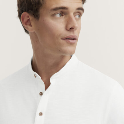 Bugatti White Henley Cotton Tee Shirt