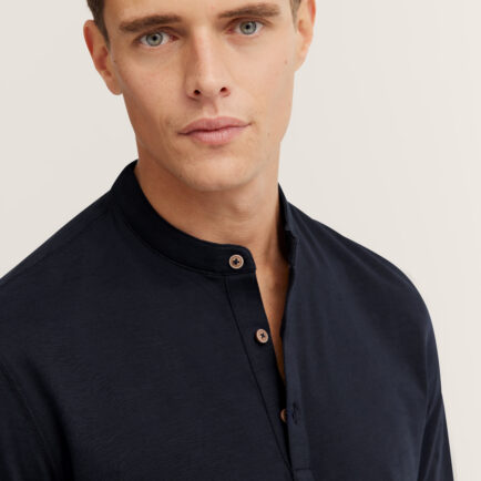 Bugatti Navy Henley Cotton Tee Shirt