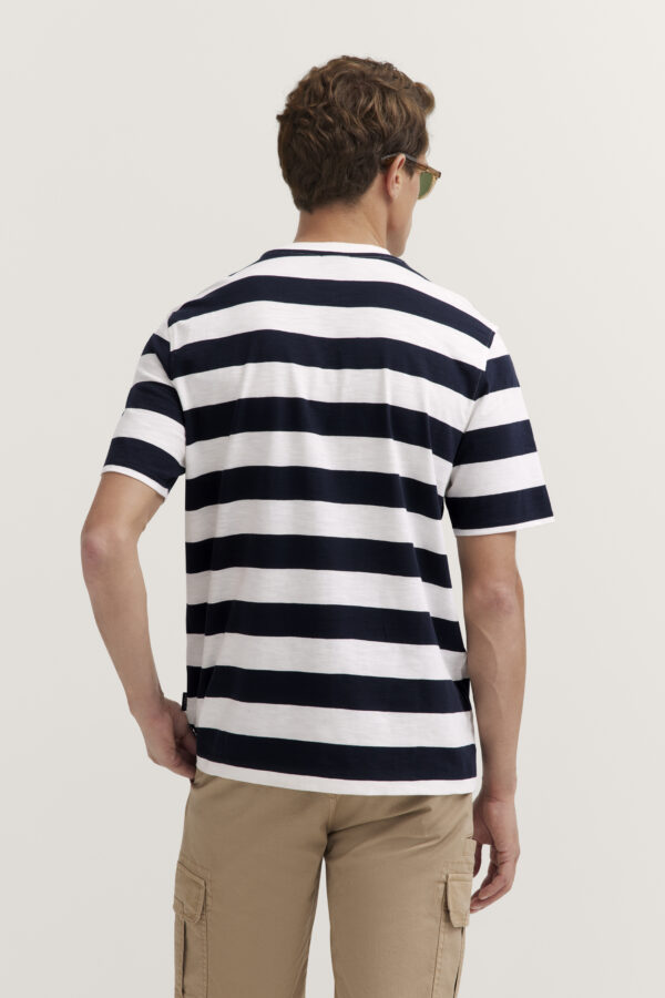 Bugatti Navy Bar Stripe Tee Shirt - Image 3