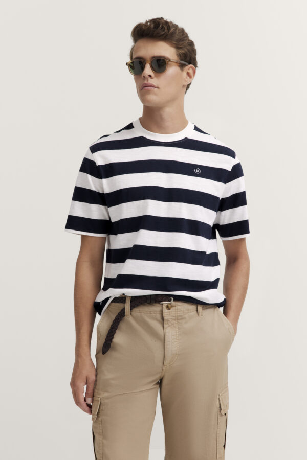 Bugatti Navy Bar Stripe Tee Shirt - Image 2