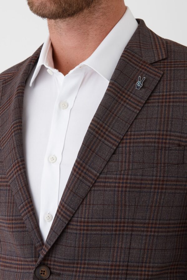 Gibson Mahogany Check Wool Stretch Blazer - Image 3