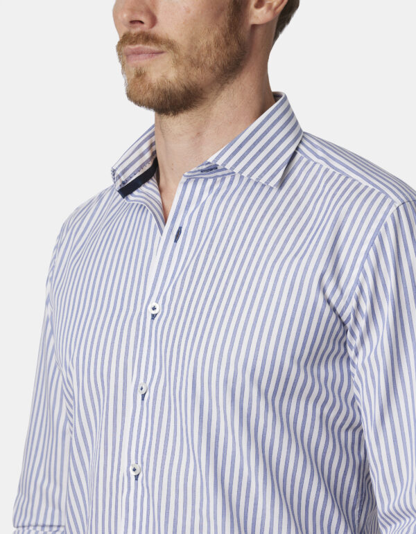 Abelard Blue Striped Slim Fit Business Shirt