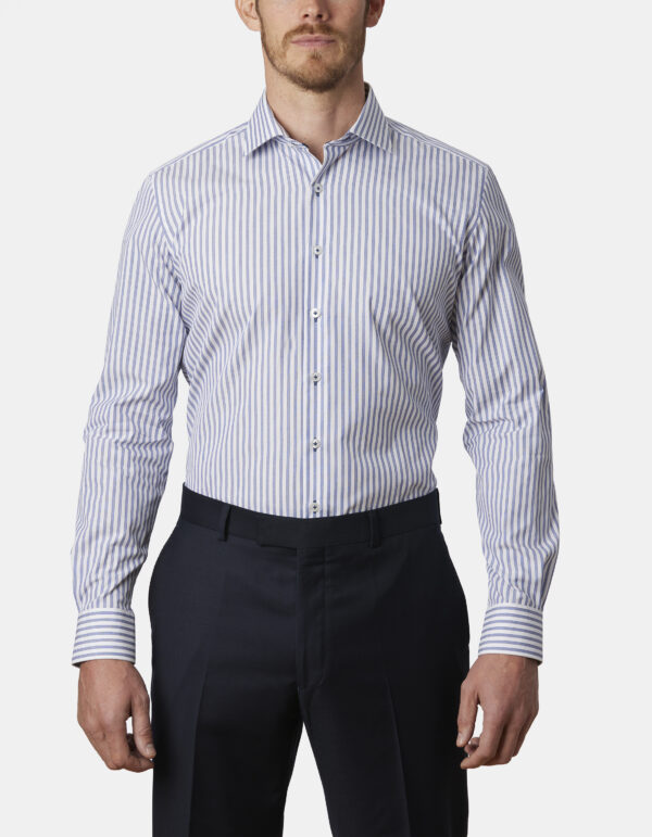 Abelard Blue Striped Slim Fit Business Shirt - Image 2