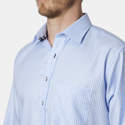 Abelard Blue Gingham Check Classic Fit Business Shirt