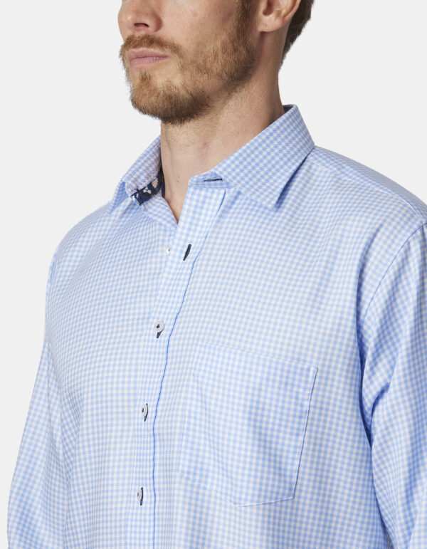 Abelard Blue Gingham Check Classic Fit Business Shirt