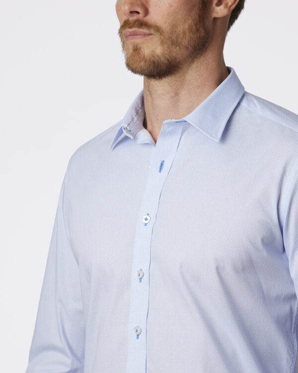 Abelard Light Blue Print Slim Fit Business Shirt