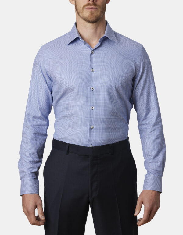 Abelard Blue Dobby Slim Fit Business Shirt - Image 2