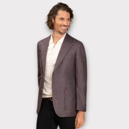 Geo Burgundy Wool, Silk & Linen Blazer