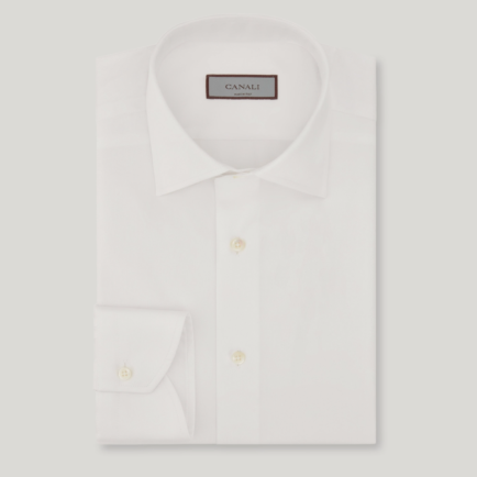 Canali White Fine Textured Cotton Shirt