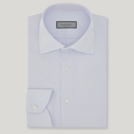 Canali Blue Fine Textured Cotton Shirt