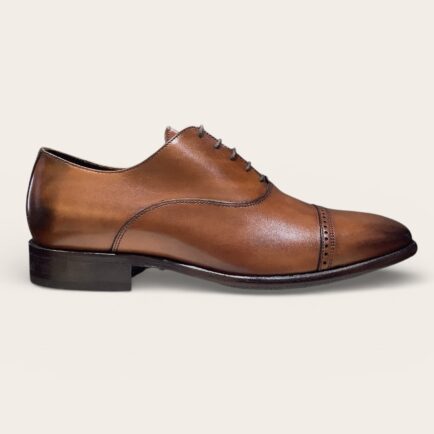 Mahogany Calf Leather Toe Cap Oxford Shoe