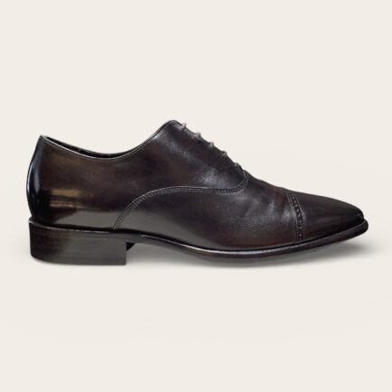 Dark Brown Calf Leather Toe Cap Oxford Shoe