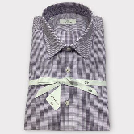 Grigio Purple Micro Check Cotton Shirt