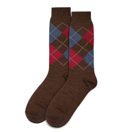 Visconti Brown Argyle Merino Socks