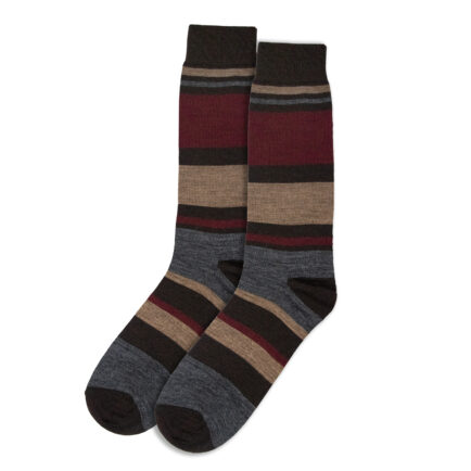 Visconti Burgundy Stripe Merino Socks