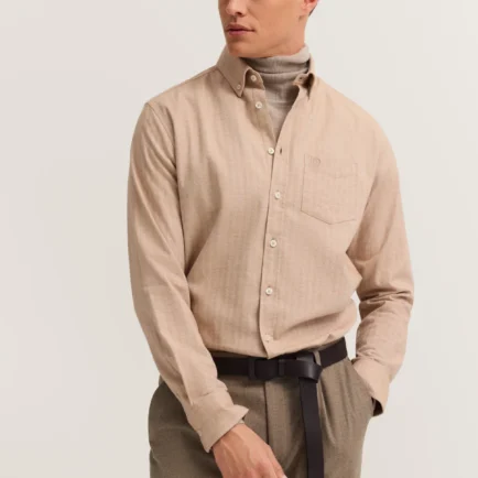 Bugatti Sand Herringbone Casual Shirt