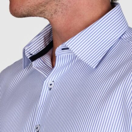 Abelard Slim Fit Blue Lerici Herringbone Stripe Business Shirt