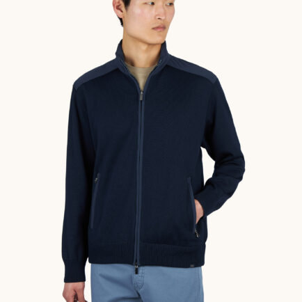 Paul & Shark Zip Up Sweater In Cool Touch Wool