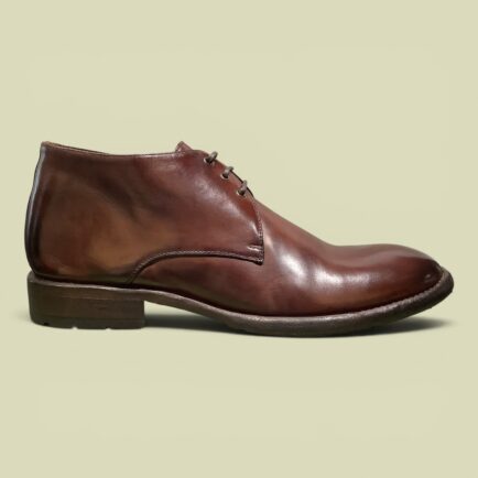 Brown Dip Dyed Leather Lace Up Ankle Boot