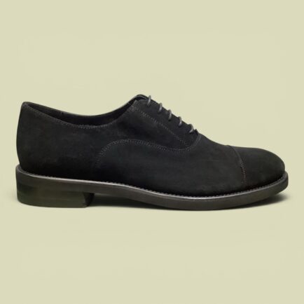 Black Calf Suede Lace Up Toe Cap Oxford