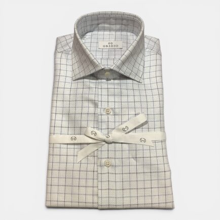 Grigio Blue Textured Check Cotton Shirt