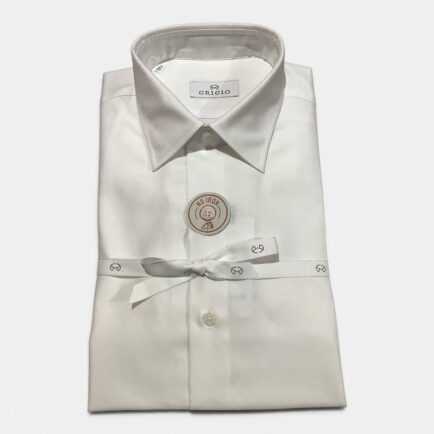 Grigio White Textured Non Iron Cotton Shirt