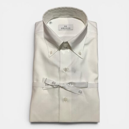 Grigio White Twill Button Down Cotton Shirt