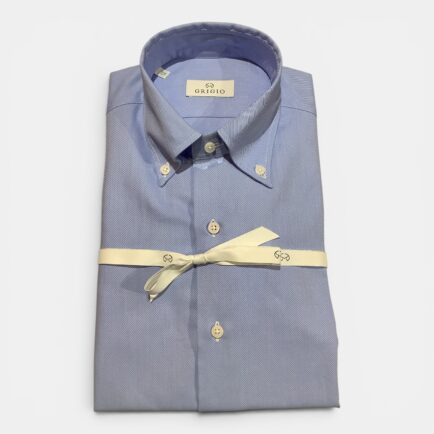 Grigio Blue Twill Button Down Cotton Shirt