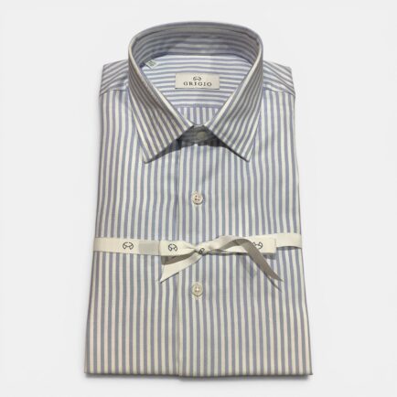 Grigio Blue Twill Striped Cotton Shirt