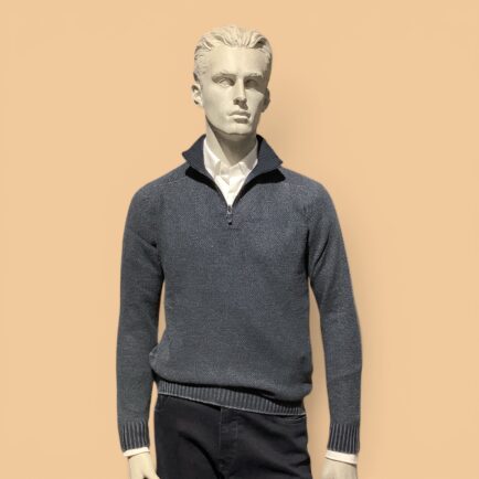 FLY3 Navy/Blue Reversible Wool Zip Neck Sweater