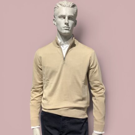 FLY3 Sand Wool Quarter Zip Sweater