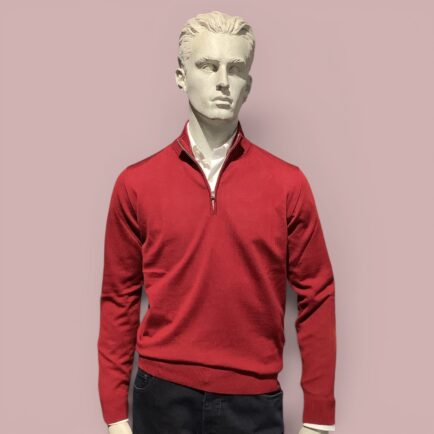 FLY3 Red Wool Quarter Zip Sweater