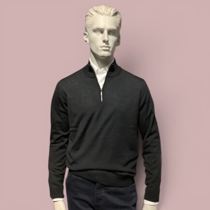 FLY3 Black Wool Quarter Zip Sweater