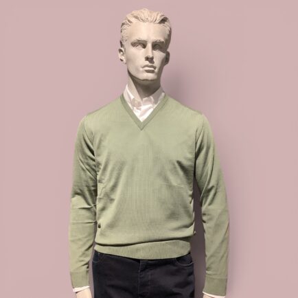 FLY3 Light Green Wool V Neck Sweater