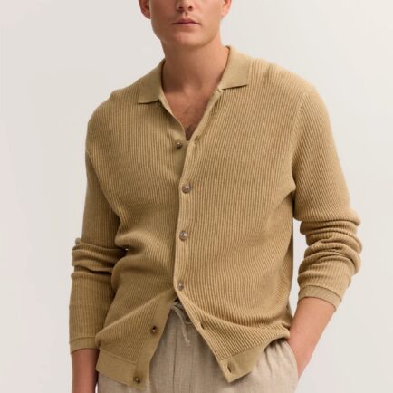 Bugatti Sand Button Up Cotton Cardigan